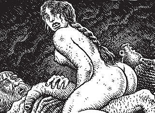 INCEST 2: Den andre datteren tar for seg av sin fulle far. Tegning: R. Crumb/Verdens skabelse/Carlsen