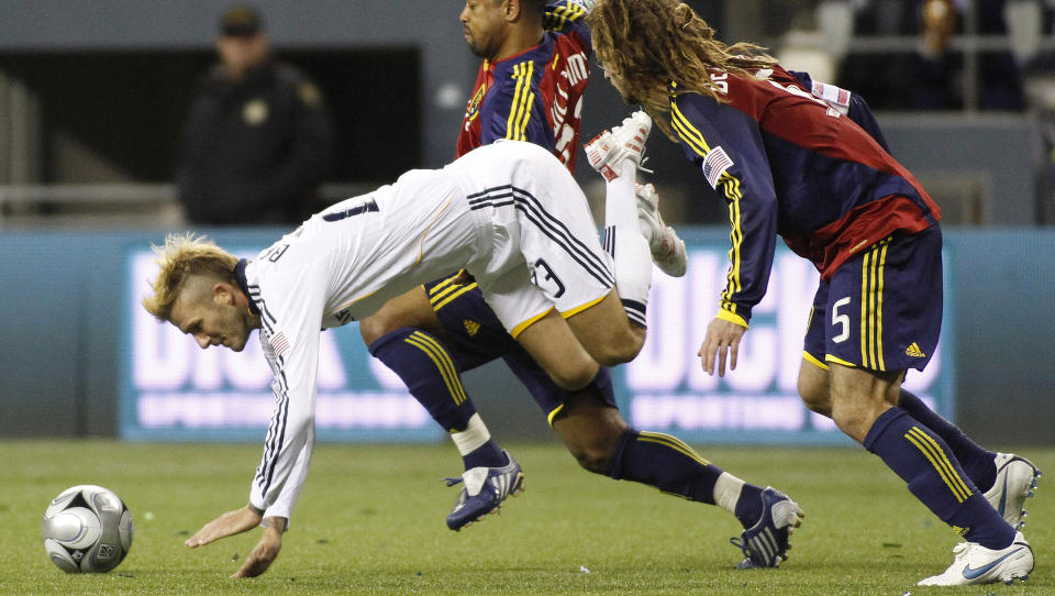 TAPTE FINALEN: David Beckham fikk �pnet lungene med astmamedisin under finalen mot Real Salt Lake. Beckhams lag Los Angeles Galaxy tapte. Foto: REUTERS/Robert Sorbo