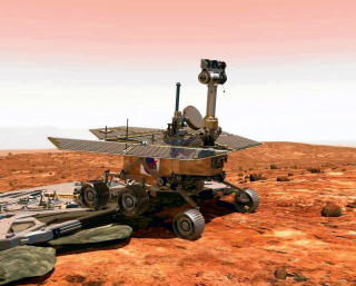 SPIRIT: Sitter fast i l�s sand p� Mars for tiden, det har den gjort siden april. Du kan f�lge med p� hvordan det g�r med Free Spirit hos NASA. Tegning: NASA