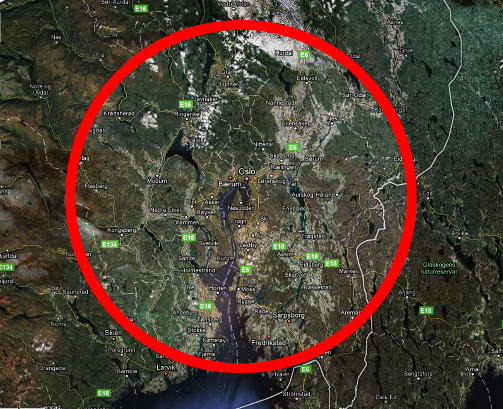 STORT OMR�DE: Dette er omr�det der sm�fly og helikoptre kan glemme � bevege seg inn i de fire desemberdagene sikkerhetsopplegget rundt Obama er p� sitt mest ekstreme.