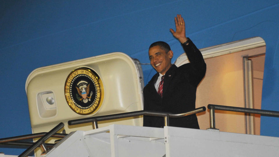 LANDER N�R HAN LANDER: Sp�rsm�let er n�r Obama egentlig kommer til Norge. Foto: AFP/Mandel NGAN/SCANPIX