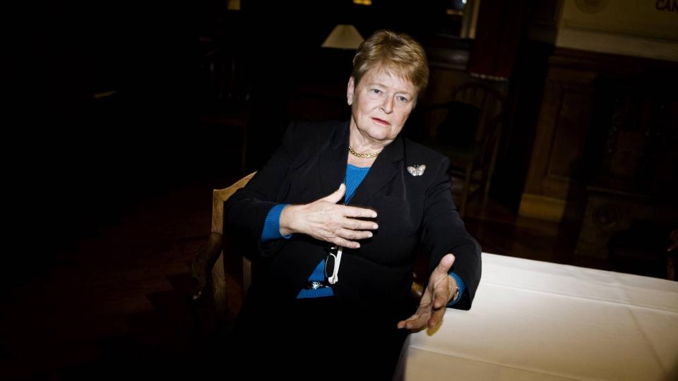 IKKE FORN�YD: Tidligere statsminister Gro Harlem Brundtland er FNs klimautsending og selvskreven deltaker p� klimatoppm�tet i K�benhavn. Hun forventer st�rre klimakutt fra USA og Obama. Foto: Hanne Hvattum