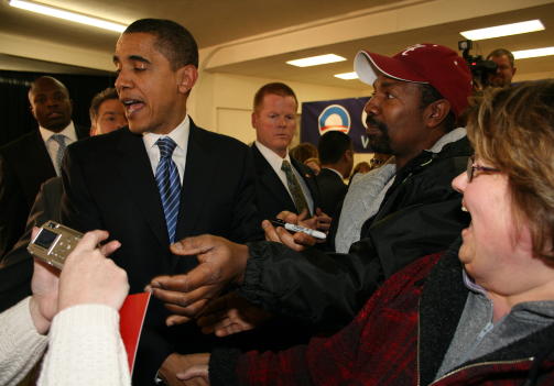 P� N�RT HOLD 2: ...eller som her, da Dagbladet m�tte Obama i Boone, Iowa nytt�rsaften for to �r siden. Foto: HARALD S. KLUNGTVEIT