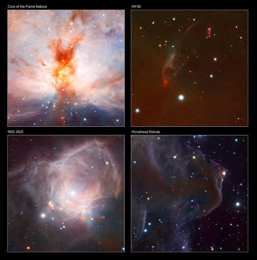 N�RBILDER: Noen av stjernet�kene i vidvinkelbildet ovenfor. Foto: ESO