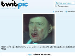 TWITTERBILDET: Dette bildet som skal v�re en bl�dende Silvio Berlusconi, ble nylig publisert p� nettstedet Twitter. Foto: Faksimile