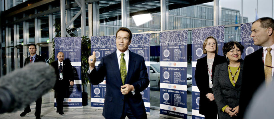 TERMINATOR Arnold Schwazenegger gjester klimatoppm�tet i K�benhavn. - Dialog er viktig for � finne l�sninger, sier han. Foto: Kristian Ridder-Nielsen