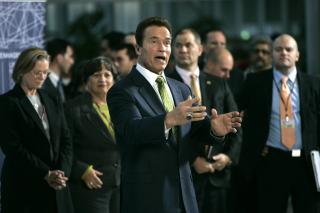 ENGASJERT: Schwarzenegger er guvern�r i California og fortalte om hva staten har gjort for klima. Foto: Torbj�rn Gr�nning Dagbladet