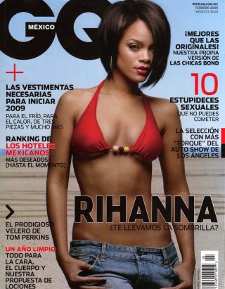 IKKE F�RSTE GANG: Rihanna har tidligere prydet forsiden p� den meksikanske versjonen av GQ, da if�rt en bikinitopp i tillegg til shorts. Faksimile: GQ/STELLA PICTURES