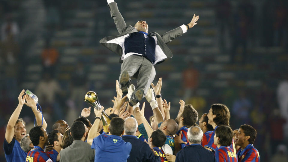 PERFEKT �R: I �r har Barcelona vunnet mesterligaen, klubb-VM, spansk serie, spansk cup, den europeiske supercupen og den spanske supercupen. �ret er dermed det beste i klubbens 110-�rige historie. Foto: Fagad Shadeed / REUTERS.