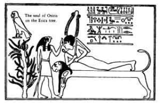 GJENOPPSTO: Osiris sies � ha blitt drept av broren Set. Han delte legemet hans opp i flere deler og spredde dem over hele landet. Isis og s�steren Nephtys klarte imidlertid � samle delene og vekke Osiris til live igjen. Foto: WIKIMEDIA