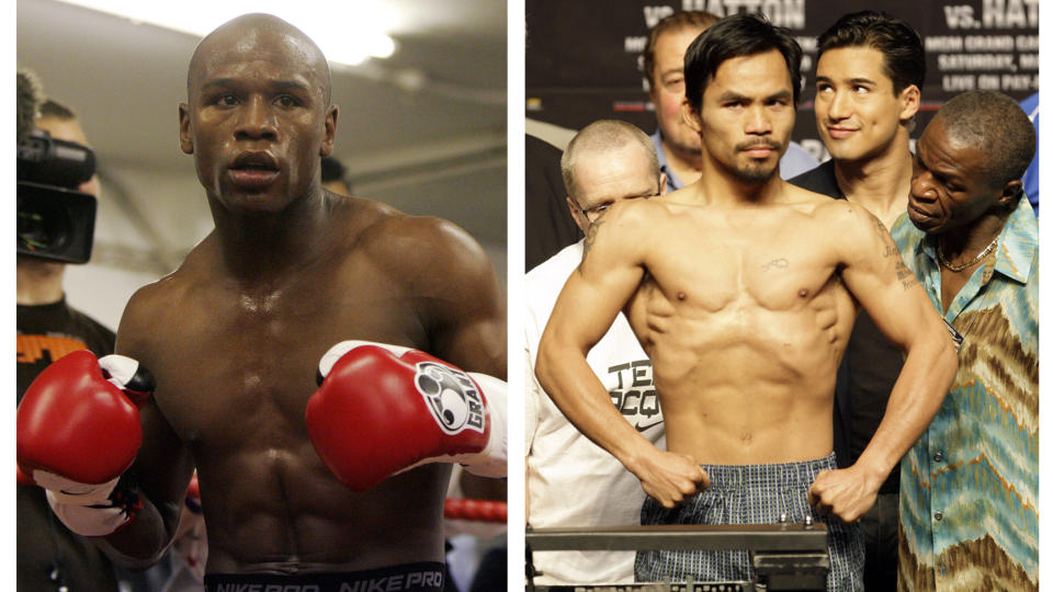 AVLYST: Det som kunne ha blitt boksehistoriens st�rste kamp m�lt i antall penger involvert er avlyst etter at Manny Paquiao nektet � g� med p� Floyd Mayweathers krav om dopingtester av olympisk standard.Foto: SCANPIX/AP Photos/