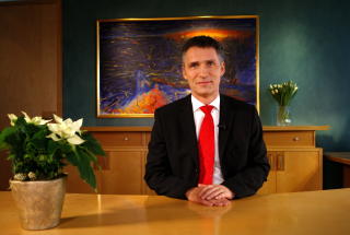 2009: Jens Stoltenberg holder nytt�rstale.
Foto: Erlend Aas / SCANPIX