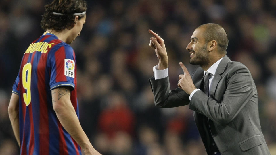 VARSLER ALVORSPRAT: If�lge spanske aviser vil Barcelona-trener Josep �Pep� Guardiola ta en prat om holdninger med Zlatan Ibrahimovic.Foto: Gustau Nacarino, Reuters/Scanpix