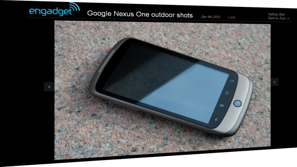 GOOGLES F�RSTE TELEFON: Nexus One lanseres i kveld. Engadget har testet telefonen, og kaller den en god Android-telefon, men ingen revolusjon. Faksimile: ENGADGET