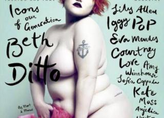 NAKEN: Beth Ditto naken p� forsiden av motemagasinet Love.