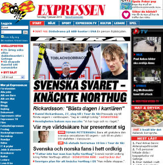 ORDKRIG: Expressen etter den svenske seieren i ettermiddag. Faksimile: Expressen.se