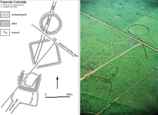 BROER, VEIER, VOLLGRAVER OG AVENYER: Forskerne tror de bare har funnet 10 prosent av restene etter den avanserte sivilisasjonen i Amazonas. Foto: Fra forskningsartikkelen/Google Earth
