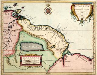 LETTE VIDERE: Byen Eldorado eller Manoa p� et kart tegnet av Hessel Gerritsz  i 1625. WIKIMEDIA