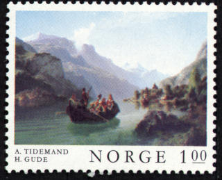 VINNER: Frimerket  Brudeferd i Hardanger, fra maleriet til Tidemand og Gude, som ble malt i 1848, er k�ret til det vakreste gjennom tidene. Foto: Posten/SCANPIX