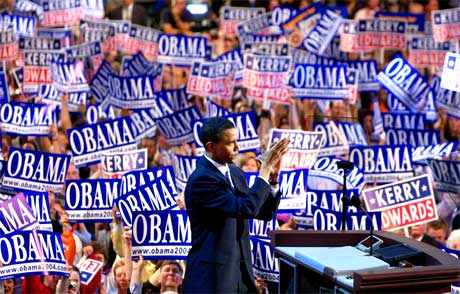 TALER: Barack Obama hadde hovedtalen p� demokratenes landsm�te tirsdag.