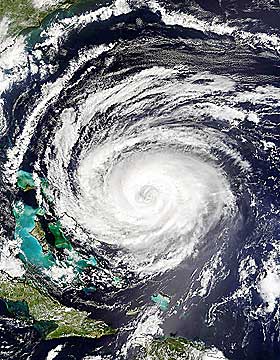 ORKANEN JEANNE;  fotografert av en NASA satelitt da den passerte Bahamas. Jeanne er forventet � sl� til mot Florida i morgentimene i dag. Dette er den fjerde orkanen i Florida-omr�det p� f� uker.