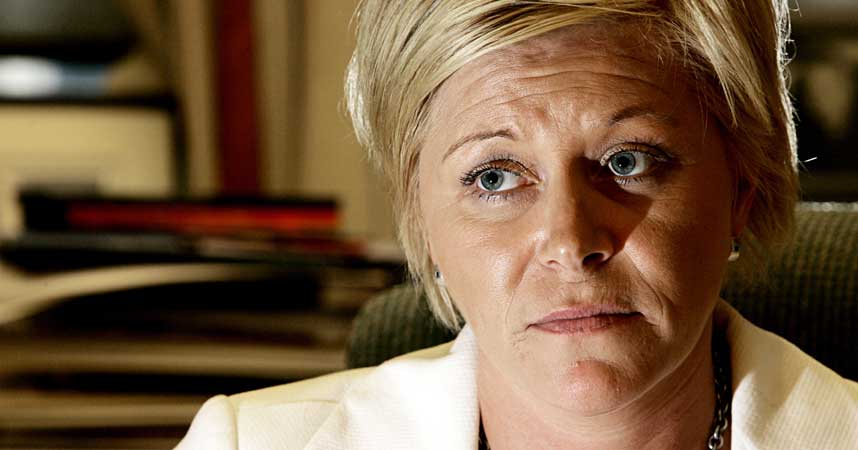 TRUET: Siv Jensen (FrP) er �n av politikerne som er blitt truet av mannen som n� utvises.