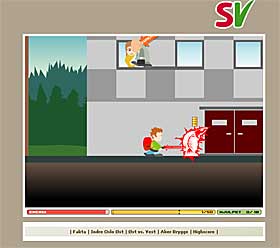 BARN MED V�PEN: SV trekker n� et nettspill der barn med laserv�pen g�r l�s p� direkt�rer og hushaier.