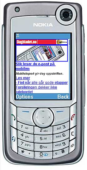 NYHETER RETT I LOMMA: P� wap.dagbladet finner du Dagbladets mobilutgave. Her finner du de n�dvendige innstillingene for � sette opp telefonen din for wap og e-post.