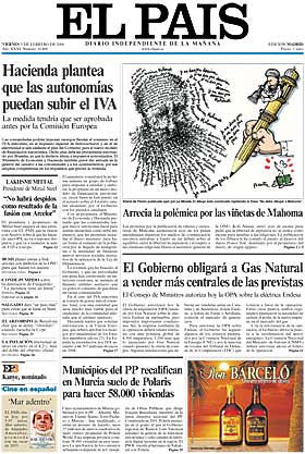 Mohammad cartoon on frontpage of El Pais, Spain.