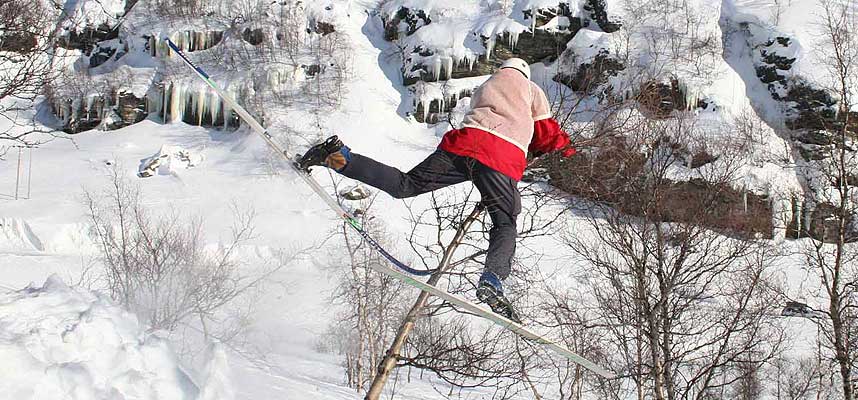 FRI FLYT: Skitrehoppernes oppgave er alts� � treffe treet, og s� holde seg fast i det. NM g�r av stabelen om halvannen uke.