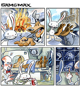 TEGNESERIE: Frem mot lanseringen av �Sam & Max�-spillet, kan du lese tegneseriesnutter om de to antiheltene p� Telltales hjemmeside.