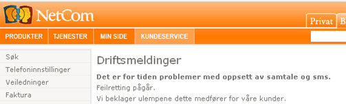 NEDE FOR TELLING: Netcoms kunder fikk hverken ringt ut eller mottatt samtaler i formiddag.