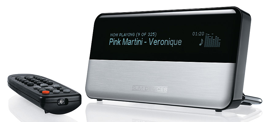 ELEGANT:: Squeezebox brygger bro mellom PC, nett og stereoanlegg p� en elegant m�te.