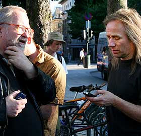 GAMLE I GAMET: Stein Lillevolden (t.h.) og Tron �grim viste ansikt ved Domkirka i kveld.