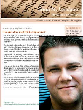 SP�R I BLOGG: Debutant Stian M. Landgaard lurer p� hva han skal gj�re med frieksemplarene av den siste boka si.