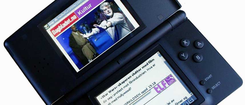 Dagbladet.no tilpasset til Nintendo DS skjermer.