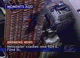 Manhattan highrise after small airplane crash.