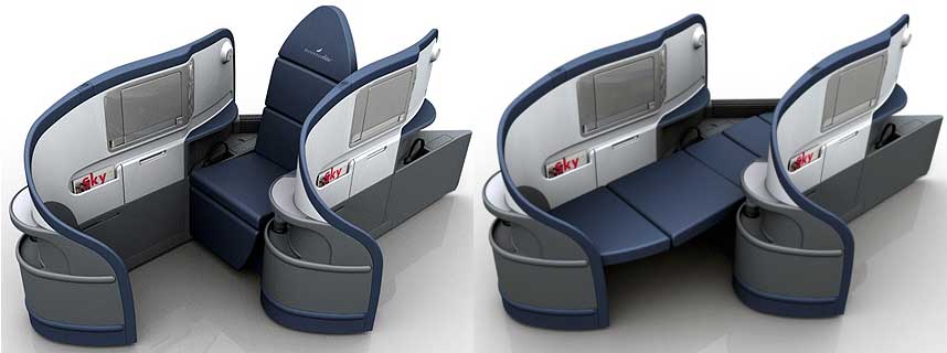 LUKSUS I LUFTA: Slik vil de nye flysetene p� Delta Air Lines' BusinessElite-klasse se ut.