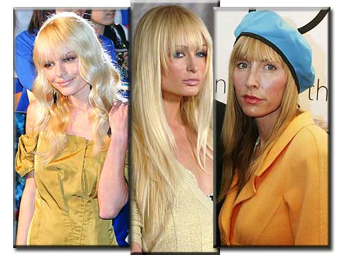 ALT KLER DEN SMUKKE: Kate Bosworth (t.v), Paris Hilton og Maccas eks, Heather Mills har alle blitt fotografert med pannelugg nylig. Kler de den like godt?