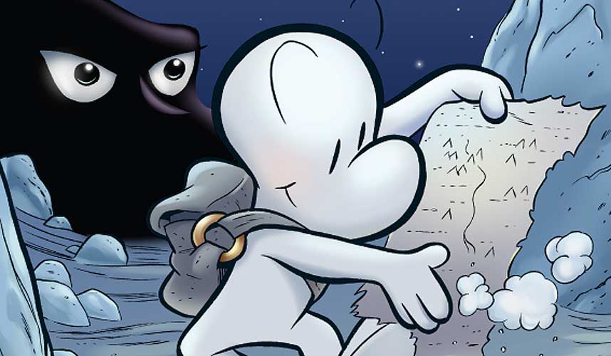 SVATE DEG: Her et bildeutsnitt fra forsiden p� �Bone - den mystiske dalen�. Les svarene fra serieskaper Jeff Smith!
