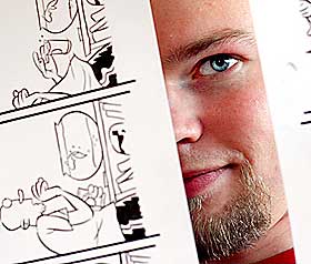 HARSELAS: M harselerer med myter, sier tegneren Mads Eriksen.