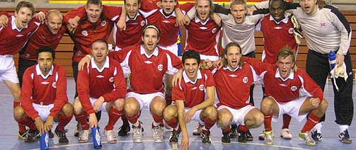 FUTSAL-GLEDE: Her er det norske futsallandslaget som forrige helg kvalifiserte seg til VM.
