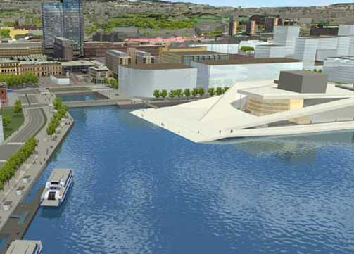SLIK SKULLE DET SETT UT:  Tegningene av h�yhusene mellom det nye parkeringshuset og Oslo S fikk kraftige reaksjoner. N� tegnes omr�det om.