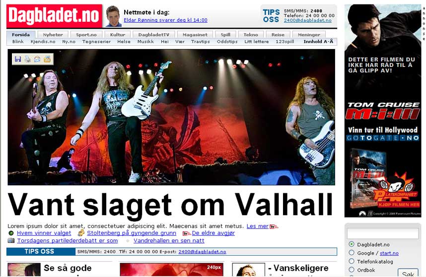 SLIK BLIR DAGBLADET.NO I DAG:  Dagbladet.no lanserer ny forside i dag.