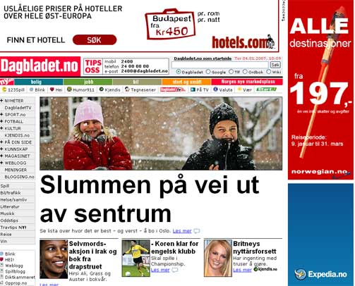 R.I.P.: Den gamle forsida, med venstremenyen ingen brukte.