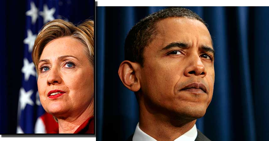 STARTSKUDDET G�TT: I g�r annonserte Hillary Clinton sine ambisjoner om � bli president i 2008. Barack Obama har allerede tatt de f�rste formelle skrittene i retning av � stille til valg. Forel�pig ser det ut til at det er mellom disse to kampen skal st� p� demokratenes side.