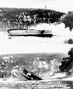 9. APRIL 1940: Bl�cher g�r ned i Dr�baksundet og den norske kongen, regjeringen og Stortinget f�r tid til � omr� seg.