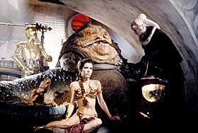 BIKINI: Jabba the Hut har tatt Leia til fange. Hun er misforn�yd. Det var ikke millioner av ten�ringsgutter.