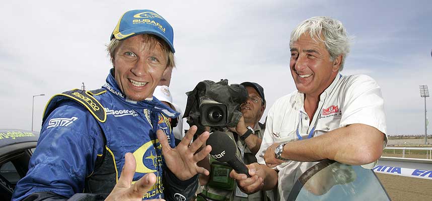 P� PALLEN: Petter Solberg slet med � holde farta til Gr�nholm og Loeb, men tok en fin tredjeplass i Rally Akropolis.
