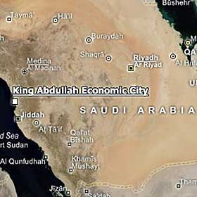 KYSTBY: Megabyen skal ligge ut mot R�dehavet, og i n�rheten av islams hellige byer Medina og Mekka. 20 mil s�r ligger Saudis nest st�rste by, Jeddah.